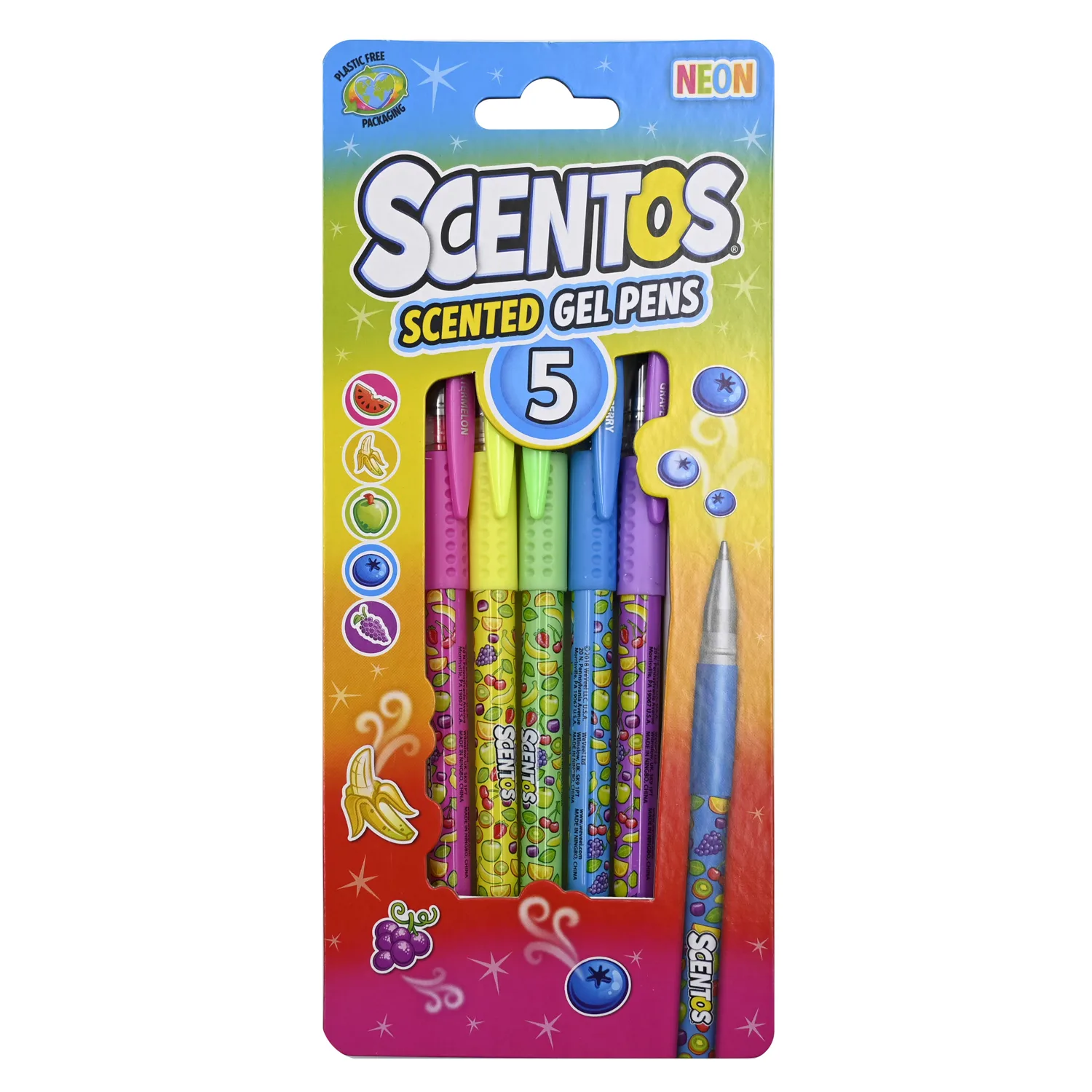 5 Scented Neon Gel Pens by Scentos
